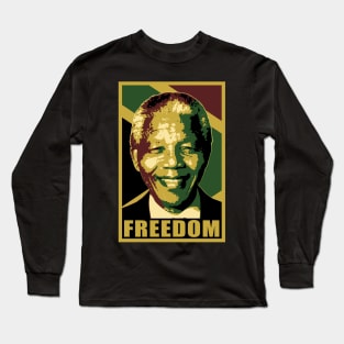 Nelson Mandela Freedom Smile Pop Art Long Sleeve T-Shirt